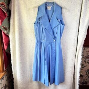 Finley Sleeveless Blue Midi Dress size 6 Made in USA Preppy